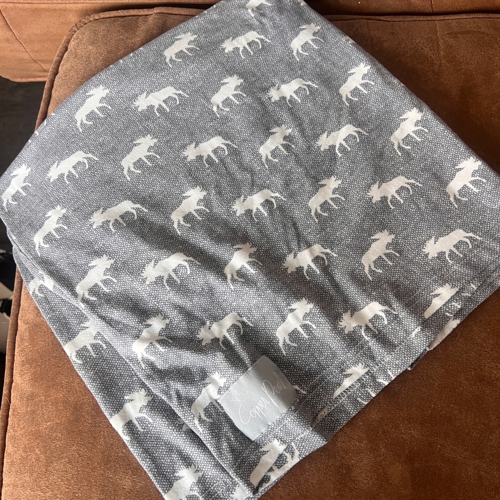 Gray Moose Patterned Blanket